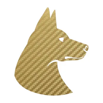 Polep vozidla Pes 059 pravá (59 - 3D karbon zlatý) SAMOLEPKA NA AUTO, NÁLEPKA, FÓLIE, POLEP, TUNING, VLASTNÍ TEXT, TISK, AUTOSAMOLEPKY.cz, POLEPY, OBRÁZEK, LOGO, 3D STICKERS