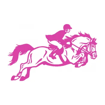 Samolepící dekorace Kůň 059 pravá jezdec na koni parkur (16 - růžová) SAMOLEPKA NA AUTO, NÁLEPKA, FÓLIE, POLEP, TUNING, VLASTNÍ TEXT, TISK, AUTOSAMOLEPKY.cz, POLEPY, OBRÁZEK, LOGO, 3D STICKERS