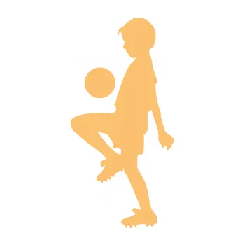 samolepka Děti silueta 005 levá kluk fotbalista s míčem (08 - béžová) SAMOLEPKA NA AUTO, NÁLEPKA, FÓLIE, POLEP, TUNING, VLASTNÍ TEXT, TISK, AUTOSAMOLEPKY.cz, POLEPY, OBRÁZEK, LOGO, 3D STICKERS
