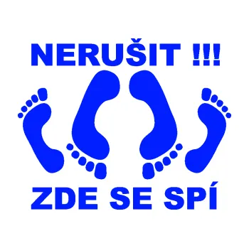 Samolepící dekorace Interiér 012 Nerušit zde se spí (19 - modrá dynamic) SAMOLEPKA NA AUTO, NÁLEPKA, FÓLIE, POLEP, TUNING, VLASTNÍ TEXT, TISK, AUTOSAMOLEPKY.cz, POLEPY, OBRÁZEK, LOGO, 3D STICKERS