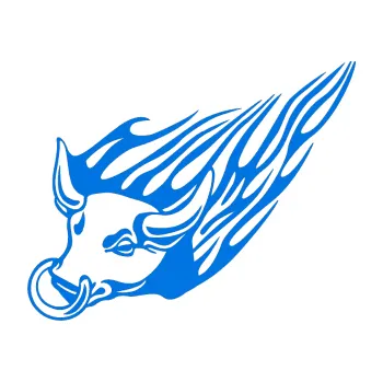 Samolepicí dekorace na vozidlo Animal flames 010 levá býk s kruhem (11 - modrá oceán) SAMOLEPKA NA AUTO, NÁLEPKA, FÓLIE, POLEP, TUNING, VLASTNÍ TEXT, TISK, AUTOSAMOLEPKY.cz, POLEPY, OBRÁZEK, LOGO, 3D STICKERS