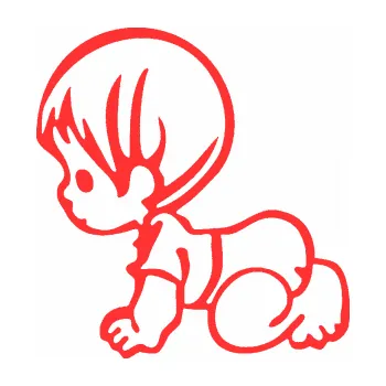 Samolepicí dekorace na vozidlo Dítě v autě 068 levá batole na kolínkách (02 - světle červená) SAMOLEPKA NA AUTO, NÁLEPKA, FÓLIE, POLEP, TUNING, VLASTNÍ TEXT, TISK, AUTOSAMOLEPKY.cz, POLEPY, OBRÁZEK, LOGO, 3D STICKERS