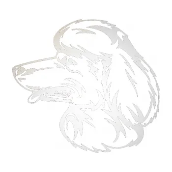 Polep vozidla SAMOLEPKA Pes 013 levá Pudl (82 - odrazková reflexní bílá) NA AUTO, NÁLEPKA, FÓLIE, POLEP, TUNING, VLASTNÍ TEXT, TISK, AUTOSAMOLEPKY.cz, POLEPY, OBRÁZEK, LOGO, SAMOLEPKY