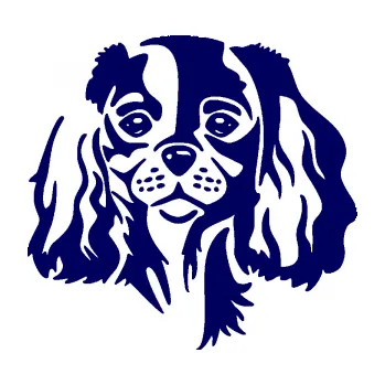 Polep vozidla Pes 132 pravá Cavalier king Charles spaniel (23 - tmavě modrá) SAMOLEPKA NA AUTO, NÁLEPKA, FÓLIE, POLEP, TUNING, VLASTNÍ TEXT, TISK, AUTOSAMOLEPKY.cz, POLEPY, OBRÁZEK, LOGO, 3D STICKERS