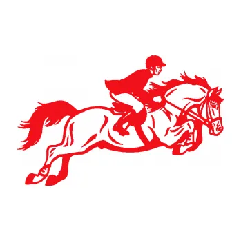 Samolepící dekorace SAMOLEPKA Kůň 059 pravá jezdec na koni parkur (10 - červená) NA AUTO, NÁLEPKA, FÓLIE, POLEP, TUNING, VLASTNÍ TEXT, TISK, AUTOSAMOLEPKY.cz, POLEPY, OBRÁZEK, LOGO, SAMOLEPKY