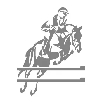 Samolepící dekorace SAMOLEPKA Kůň 083 pravá skok přes překážku (17 - šedá) NA AUTO, NÁLEPKA, FÓLIE, POLEP, TUNING, VLASTNÍ TEXT, TISK, AUTOSAMOLEPKY.cz, POLEPY, OBRÁZEK, LOGO, SAMOLEPKY