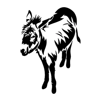 Samolepící dekorace SAMOLEPKA Osel 005 levá (01 - černá) NA AUTO, NÁLEPKA, FÓLIE, POLEP, TUNING, VLASTNÍ TEXT, TISK, AUTOSAMOLEPKY.cz, POLEPY, OBRÁZEK, LOGO, SAMOLEPKY