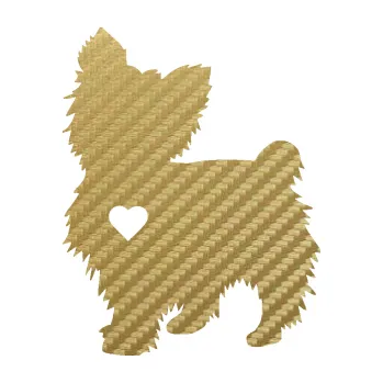 Polep vozidla SAMOLEPKA Pes 148 levá Jorkšírský teriér (59 - 3D karbon zlatý) NA AUTO, NÁLEPKA, FÓLIE, POLEP, TUNING, VLASTNÍ TEXT, TISK, AUTOSAMOLEPKY.cz, POLEPY, OBRÁZEK, LOGO, SAMOLEPKY