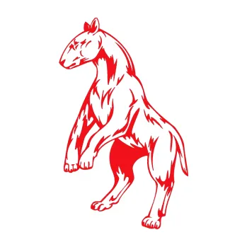 Polep vozidla SAMOLEPKA Pes 012 levá (10 - červená) NA AUTO, NÁLEPKA, FÓLIE, POLEP, TUNING, VLASTNÍ TEXT, TISK, AUTOSAMOLEPKY.cz, POLEPY, OBRÁZEK, LOGO, SAMOLEPKY