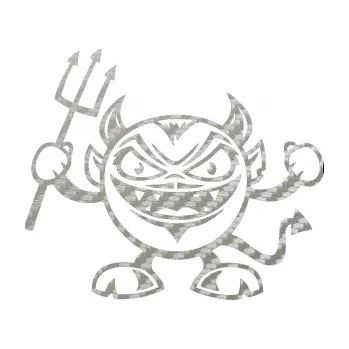 Samolepicí dekorace na vozidlo Devil levá čertík s vidlemi (52 - 3D karbon stříbrný) SAMOLEPKA NA AUTO, NÁLEPKA, FÓLIE, POLEP, TUNING, VLASTNÍ TEXT, TISK, AUTOSAMOLEPKY.cz, POLEPY, OBRÁZEK, LOGO, 3D STICKERS