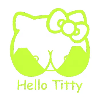 Samolepicí dekorace na vozidlo Hello Titty (27 - limetová) SAMOLEPKA NA AUTO, NÁLEPKA, FÓLIE, POLEP, TUNING, VLASTNÍ TEXT, TISK, AUTOSAMOLEPKY.cz, POLEPY, OBRÁZEK, LOGO, 3D STICKERS