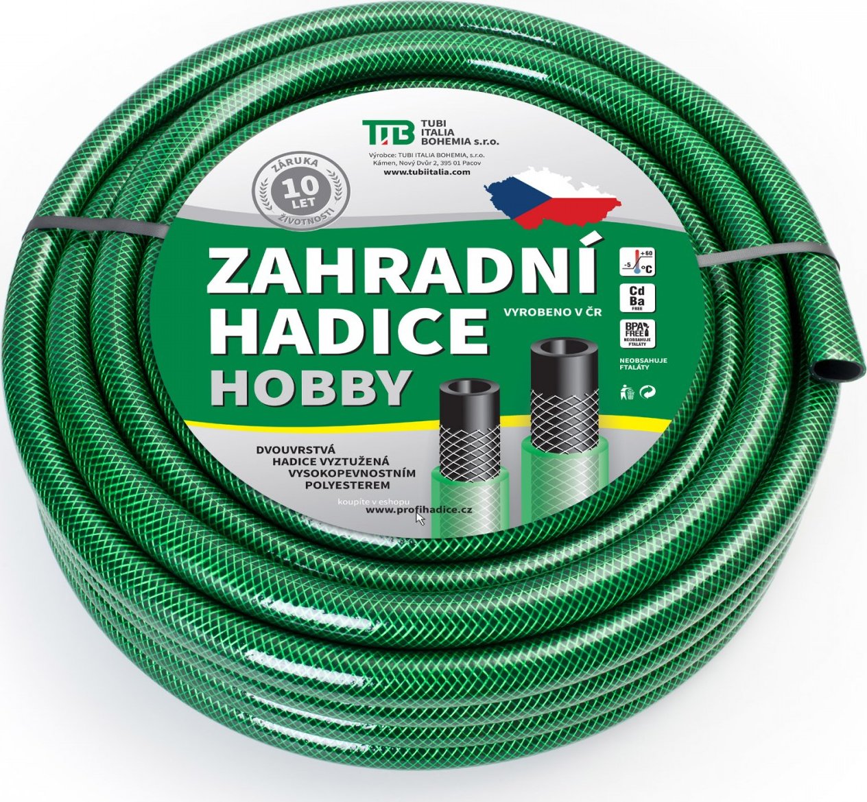 TUBI Zahradní hadice černo-zelená Hobby 1" - 25 m