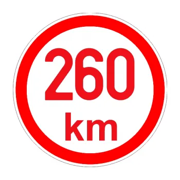 samolepka Maximální rychlost 260km - nejvyšší konstrukční rychlost (10 - červená) SAMOLEPKA NA AUTO, NÁLEPKA, FÓLIE, POLEP, TUNING, VLASTNÍ TEXT, TISK, AUTOSAMOLEPKY.cz, POLEPY, OBRÁZEK, LOGO, 3D STICKERS