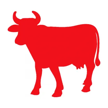 Samolepící dekorace SAMOLEPKA Kráva 002 levá (10 - červená) NA AUTO, NÁLEPKA, FÓLIE, POLEP, TUNING, VLASTNÍ TEXT, TISK, AUTOSAMOLEPKY.cz, POLEPY, OBRÁZEK, LOGO, SAMOLEPKY