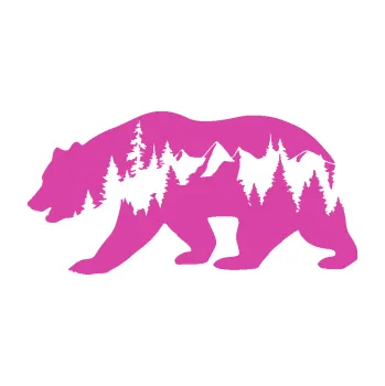 Samolepící dekorace Hory s medvědem levá (16 - růžová) SAMOLEPKA NA AUTO, NÁLEPKA, FÓLIE, POLEP, TUNING, VLASTNÍ TEXT, TISK, AUTOSAMOLEPKY.cz, POLEPY, OBRÁZEK, LOGO, 3D STICKERS