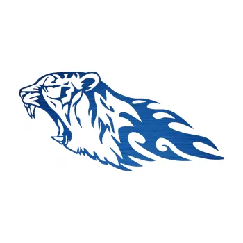 Samolepicí dekorace na vozidlo Animal flames 073 levá tygr (65 - škrábaný kov modrý) SAMOLEPKA NA AUTO, NÁLEPKA, FÓLIE, POLEP, TUNING, VLASTNÍ TEXT, TISK, AUTOSAMOLEPKY.cz, POLEPY, OBRÁZEK, LOGO, 3D STICKERS