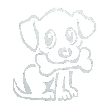 Polep vozidla SAMOLEPKA Pes 076 pravá štěnátko s kostičkou (51 - 3D karbon bílý) NA AUTO, NÁLEPKA, FÓLIE, POLEP, TUNING, VLASTNÍ TEXT, TISK, AUTOSAMOLEPKY.cz, POLEPY, OBRÁZEK, LOGO, SAMOLEPKY