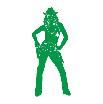 Samolepící dekorace SAMOLEPKA Kovbojka 001 pravá (12 - zelená) NA AUTO, NÁLEPKA, FÓLIE, POLEP, TUNING, VLASTNÍ TEXT, TISK, AUTOSAMOLEPKY.cz, POLEPY, OBRÁZEK, LOGO, SAMOLEPKY