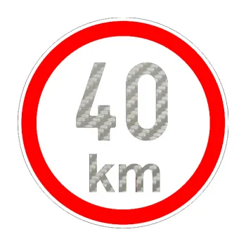 samolepka Maximální rychlost 40km - nejvyšší konstrukční rychlost (52 - 3D karbon stříbrný) SAMOLEPKA NA AUTO, NÁLEPKA, FÓLIE, POLEP, TUNING, VLASTNÍ TEXT, TISK, AUTOSAMOLEPKY.cz, POLEPY, OBRÁZEK, LOGO, 3D STICKERS