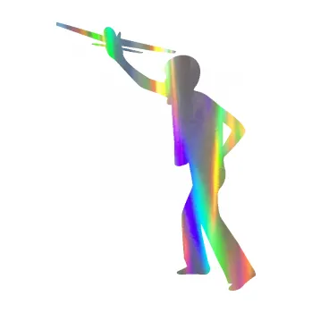 samolepka Děti silueta 003 levá kluk s modelem letadla (93 - Holografická) SAMOLEPKA NA AUTO, NÁLEPKA, FÓLIE, POLEP, TUNING, VLASTNÍ TEXT, TISK, AUTOSAMOLEPKY.cz, POLEPY, OBRÁZEK, LOGO, 3D STICKERS