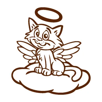 Samolepící dekorace SAMOLEPKA Kočka 020 levá andílek na obláčku (15 - hnědá) NA AUTO, NÁLEPKA, FÓLIE, POLEP, TUNING, VLASTNÍ TEXT, TISK, AUTOSAMOLEPKY.cz, POLEPY, OBRÁZEK, LOGO, SAMOLEPKY