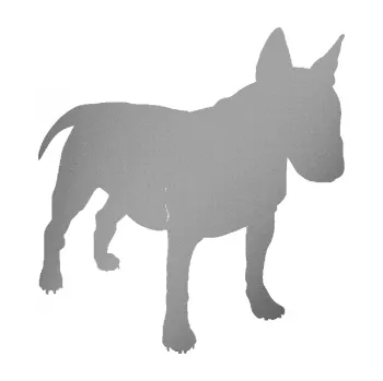 Polep vozidla SAMOLEPKA Pes 090 pravá Bulteriér (42 - stříbrná metalíza) NA AUTO, NÁLEPKA, FÓLIE, POLEP, TUNING, VLASTNÍ TEXT, TISK, AUTOSAMOLEPKY.cz, POLEPY, OBRÁZEK, LOGO, SAMOLEPKY