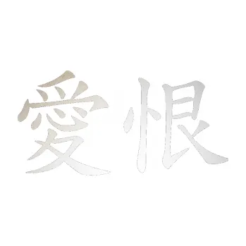 Polep vozidla SAMOLEPKA Čínský znak Love Hate (82 - odrazková reflexní bílá) NA AUTO, NÁLEPKA, FÓLIE, POLEP, TUNING, VLASTNÍ TEXT, TISK, AUTOSAMOLEPKY.cz, POLEPY, OBRÁZEK, LOGO, SAMOLEPKY