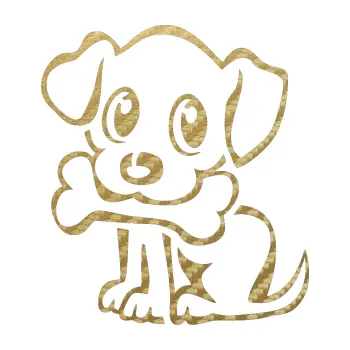 Polep vozidla SAMOLEPKA Pes 076 levá štěnátko s kostičkou (59 - 3D karbon zlatý) NA AUTO, NÁLEPKA, FÓLIE, POLEP, TUNING, VLASTNÍ TEXT, TISK, AUTOSAMOLEPKY.cz, POLEPY, OBRÁZEK, LOGO, SAMOLEPKY