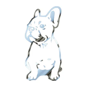 samolepka Pes 070 levá Francouzský buldoček (80 - chrom fólie stříbrná zrcadlová) SAMOLEPKA NA AUTO, NÁLEPKA, FÓLIE, POLEP, TUNING, VLASTNÍ TEXT, TISK, AUTOSAMOLEPKY.cz, POLEPY, OBRÁZEK, LOGO, 3D STICKERS