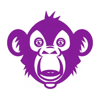 Samolepící dekorace Opice 003 hlava šimpanze (14 - fialová) SAMOLEPKA NA AUTO, NÁLEPKA, FÓLIE, POLEP, TUNING, VLASTNÍ TEXT, TISK, AUTOSAMOLEPKY.cz, POLEPY, OBRÁZEK, LOGO, 3D STICKERS