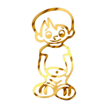 Samolepicí dekorace na vozidlo Dítě v autě 007 pravá kluk frajer (81 - chrom fólie zlatá zrcadlová) SAMOLEPKA NA AUTO, NÁLEPKA, FÓLIE, POLEP, TUNING, VLASTNÍ TEXT, TISK, AUTOSAMOLEPKY.cz, POLEPY, OBRÁZEK, LOGO, 3D STICKERS