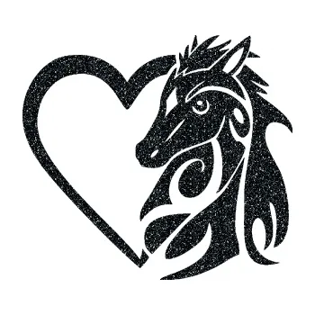 Samolepící dekorace Koník love 001 pravá hříbátko v srdíčku (85 - Ultra Metalic černá) SAMOLEPKA NA AUTO, NÁLEPKA, FÓLIE, POLEP, TUNING, VLASTNÍ TEXT, TISK, AUTOSAMOLEPKY.cz, POLEPY, OBRÁZEK, LOGO, 3D STICKERS