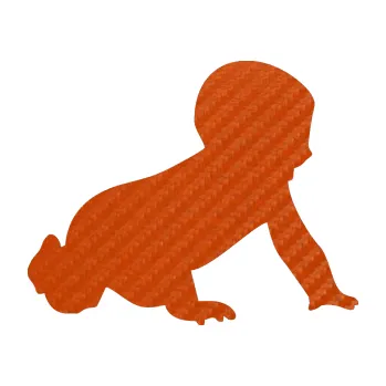 samolepka Dítě v autě 025 pravá miminko silueta (54 - 3D karbon oranžový) SAMOLEPKA NA AUTO, NÁLEPKA, FÓLIE, POLEP, TUNING, VLASTNÍ TEXT, TISK, AUTOSAMOLEPKY.cz, POLEPY, OBRÁZEK, LOGO, 3D STICKERS