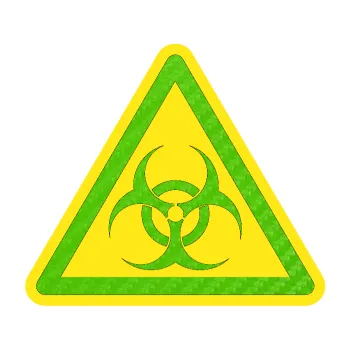 samolepka Biohazard barevný trojúhelník (58 - 3D karbon zelený kawasaki) SAMOLEPKA NA AUTO, NÁLEPKA, FÓLIE, POLEP, TUNING, VLASTNÍ TEXT, TISK, AUTOSAMOLEPKY.cz, POLEPY, OBRÁZEK, LOGO, 3D STICKERS