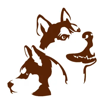 Polep vozidla Pes 117 pravá husky (15 - hnědá) SAMOLEPKA NA AUTO, NÁLEPKA, FÓLIE, POLEP, TUNING, VLASTNÍ TEXT, TISK, AUTOSAMOLEPKY.cz, POLEPY, OBRÁZEK, LOGO, 3D STICKERS