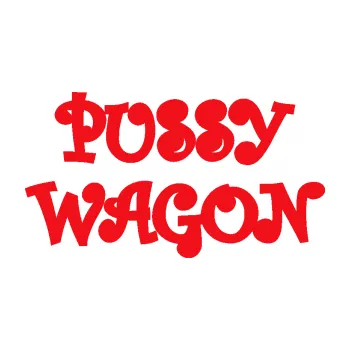 Polep vozidla SAMOLEPKA Pussy wagon nápis (10 - červená) NA AUTO, NÁLEPKA, FÓLIE, POLEP, TUNING, VLASTNÍ TEXT, TISK, AUTOSAMOLEPKY.cz, POLEPY, OBRÁZEK, LOGO, SAMOLEPKY