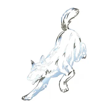 samolepka Pes 024 levá (80 - chrom fólie stříbrná zrcadlová) SAMOLEPKA NA AUTO, NÁLEPKA, FÓLIE, POLEP, TUNING, VLASTNÍ TEXT, TISK, AUTOSAMOLEPKY.cz, POLEPY, OBRÁZEK, LOGO, 3D STICKERS