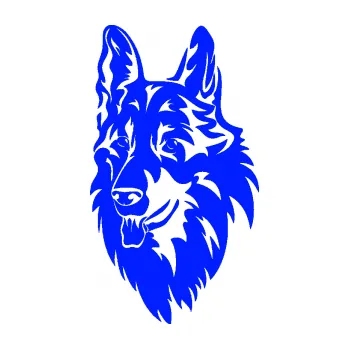 Polep vozidla Pes 128 levá německý ovčák (19 - modrá dynamic) SAMOLEPKA NA AUTO, NÁLEPKA, FÓLIE, POLEP, TUNING, VLASTNÍ TEXT, TISK, AUTOSAMOLEPKY.cz, POLEPY, OBRÁZEK, LOGO, 3D STICKERS