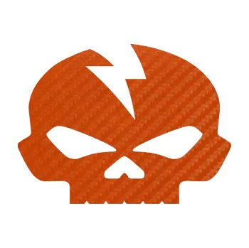 Samolepicí dekorace na vozidlo Lebka 001 pravá (54 - 3D karbon oranžový) SAMOLEPKA NA AUTO, NÁLEPKA, FÓLIE, POLEP, TUNING, VLASTNÍ TEXT, TISK, AUTOSAMOLEPKY.cz, POLEPY, OBRÁZEK, LOGO, 3D STICKERS