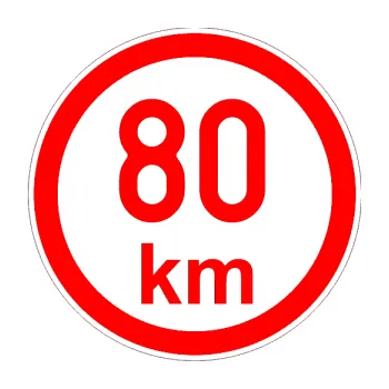 samolepka Maximální rychlost 80km - nejvyšší konstrukční rychlost (74 - Fluorescentní červená) SAMOLEPKA NA AUTO, NÁLEPKA, FÓLIE, POLEP, TUNING, VLASTNÍ TEXT, TISK, AUTOSAMOLEPKY.cz, POLEPY, OBRÁZEK, LOGO, 3D STICKERS