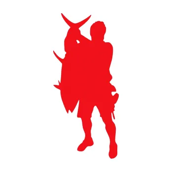 Polep vozidla SAMOLEPKA Rybář 003 levá (10 - červená) NA AUTO, NÁLEPKA, FÓLIE, POLEP, TUNING, VLASTNÍ TEXT, TISK, AUTOSAMOLEPKY.cz, POLEPY, OBRÁZEK, LOGO, SAMOLEPKY