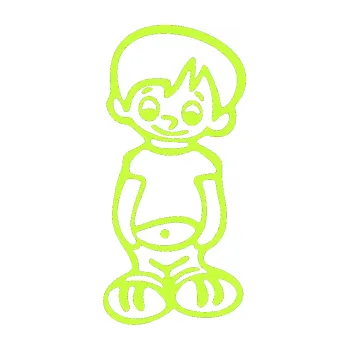 Samolepicí dekorace na vozidlo Dítě v autě 007 levá kluk frajer (27 - limetová) SAMOLEPKA NA AUTO, NÁLEPKA, FÓLIE, POLEP, TUNING, VLASTNÍ TEXT, TISK, AUTOSAMOLEPKY.cz, POLEPY, OBRÁZEK, LOGO, 3D STICKERS