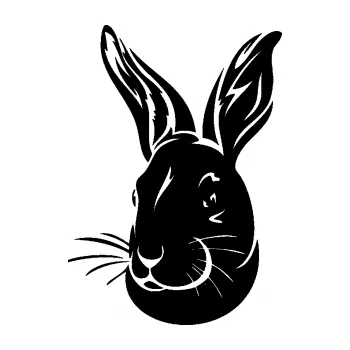 Samolepící dekorace SAMOLEPKA Králík 001 levá (01 - černá) NA AUTO, NÁLEPKA, FÓLIE, POLEP, TUNING, VLASTNÍ TEXT, TISK, AUTOSAMOLEPKY.cz, POLEPY, OBRÁZEK, LOGO, SAMOLEPKY