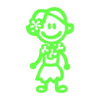 samolepka Cartoon family holka Hawaii (71 - Fluorescentní zelená) SAMOLEPKA NA AUTO, NÁLEPKA, FÓLIE, POLEP, TUNING, VLASTNÍ TEXT, TISK, AUTOSAMOLEPKY.cz, POLEPY, OBRÁZEK, LOGO, 3D STICKERS