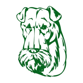 samolepka Pes 006 levá Knírač (20 - tmavě zelená) SAMOLEPKA NA AUTO, NÁLEPKA, FÓLIE, POLEP, TUNING, VLASTNÍ TEXT, TISK, AUTOSAMOLEPKY.cz, POLEPY, OBRÁZEK, LOGO, 3D STICKERS