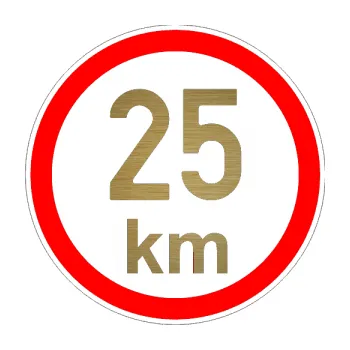 samolepka Maximální rychlost 25km - nejvyšší konstrukční rychlost (64 - škrábaný kov zlatý) SAMOLEPKA NA AUTO, NÁLEPKA, FÓLIE, POLEP, TUNING, VLASTNÍ TEXT, TISK, AUTOSAMOLEPKY.cz, POLEPY, OBRÁZEK, LOGO, 3D STICKERS