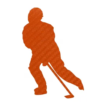 Samolepicí dekorace na vozidlo Hokejista 025 levá (54 - 3D karbon oranžový) SAMOLEPKA NA AUTO, NÁLEPKA, FÓLIE, POLEP, TUNING, VLASTNÍ TEXT, TISK, AUTOSAMOLEPKY.cz, POLEPY, OBRÁZEK, LOGO, 3D STICKERS