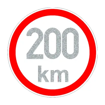 samolepka Maximální rychlost 200km - nejvyšší konstrukční rychlost (91 - Ultra Metalic stříbrná metalíza) SAMOLEPKA NA AUTO, NÁLEPKA, FÓLIE, POLEP, TUNING, VLASTNÍ TEXT, TISK, AUTOSAMOLEPKY.cz, POLEPY, OBRÁZEK, LOGO, 3D STICKERS