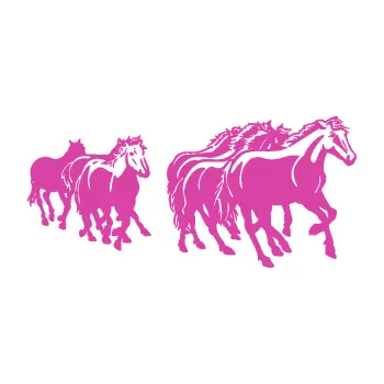 Samolepící dekorace Koníci 005 stádo pravá (16 - růžová) SAMOLEPKA NA AUTO, NÁLEPKA, FÓLIE, POLEP, TUNING, VLASTNÍ TEXT, TISK, AUTOSAMOLEPKY.cz, POLEPY, OBRÁZEK, LOGO, 3D STICKERS