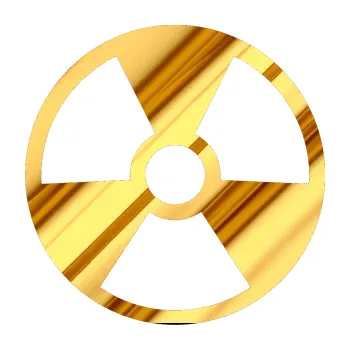 samolepka Radioactive 002 radiace (81 - chrom fólie zlatá zrcadlová) SAMOLEPKA NA AUTO, NÁLEPKA, FÓLIE, POLEP, TUNING, VLASTNÍ TEXT, TISK, AUTOSAMOLEPKY.cz, POLEPY, OBRÁZEK, LOGO, 3D STICKERS